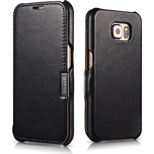 5 Colors S6 Original Icarer Brand New Luxury Real Genuine Natural Cow Leather Magnet Flip Cover Case For Samsung GALAXY S6 G9200