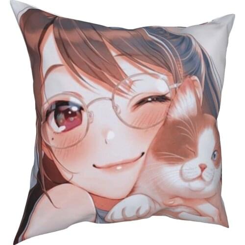 Cartoon girl decorative cushion cover cartoon lovely girl cushion cover 45cm linen pillow residential culture
