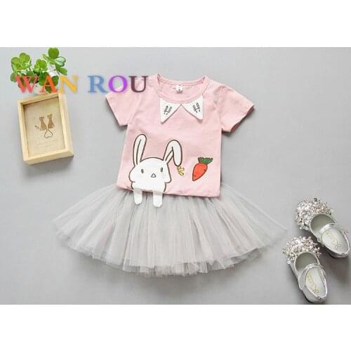 Fashion Kids Baby Girls Toddler Infant Princess Cute Rabbit Printing Style Infant Cartoon Dress 1-5 Y Children Dresses Clothes