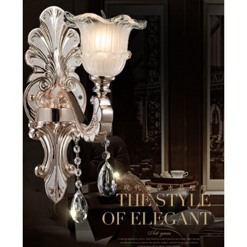 European crystal wall lamp bedroom bedside flower wall lamp living room TV background stair corridor wall sconce lanterns light
