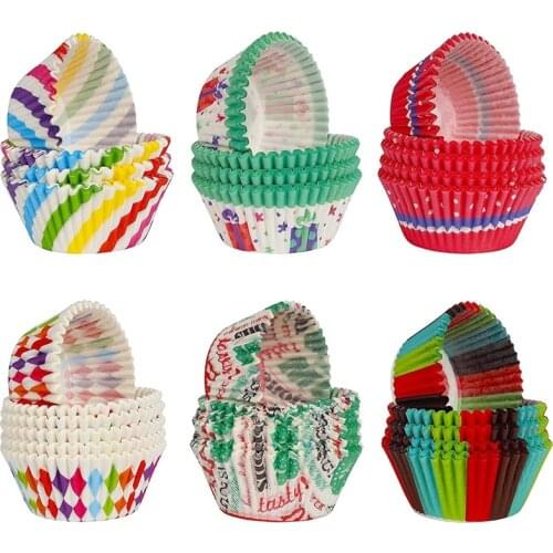 Cupcake Cases 600 Pieces Cake Paper Wrapper 6 Styles Baking Cup for Muffin Dessert Wedding Party Birthday