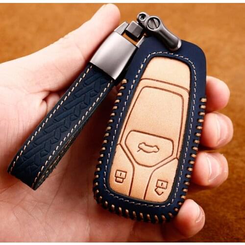 For Audi A6 C6 C7 C8 S6 A7 S7 A8 R8 A1 A3 S3 8P 8V A4 B8 B7 B9 A5 S5 TTS RS QUATTRO SLINE Top Layer Leather Car Key Case Cover