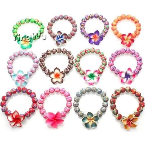 Colorful Fashion Jewelry Polymer Clay Handcraft Bracelets Round Beaded Stretch Bracelet Bohemian For Women Girls