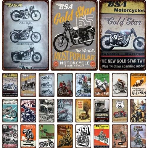Retro Motrocycle Metal Tin Signs Bar Pub Decoration Vintage Wall Art Plaques Home Decor Motor Race Tin Painting