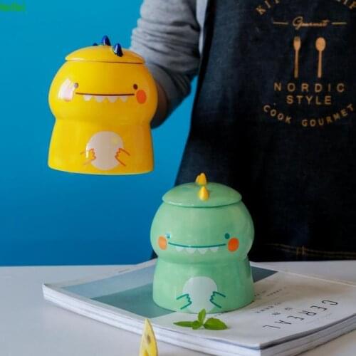 Cute Dinosaur Hand Painted Cartoon Personality Mug Breakfast Milk Cup Creative Ceramic Water Cup