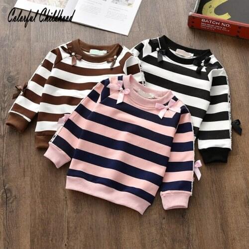 Newest Baby Girls Tops Children shirts Long-Sleeve 2018 spring Autumn toddler Kids shirt bow striped CASUAL shirt blouse 2-6Y