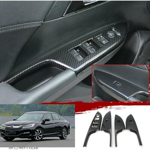 FOR Honda Accord 2014-2017 ABS carbon fiber Window lift panel switch cover trim