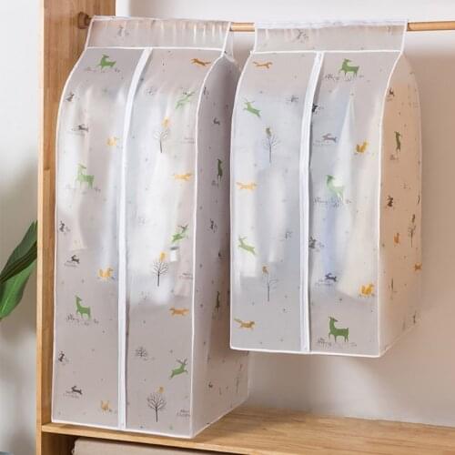 Cartoon Print Translucent Clothes Cover Protector Dustproof Hanging Clothing Storage Bag with Full Zipper Waterproof