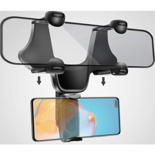 Adjustable 360 degree car rear view mirror car rear view mirror bracket mobile phone holder suitable for smartphone GPS