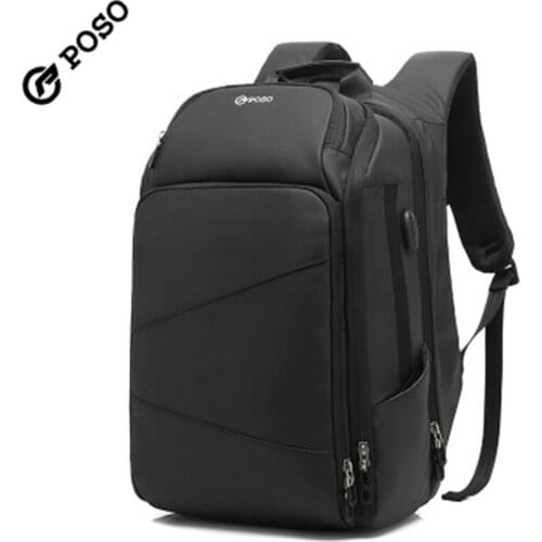 POSO Backpack 17.3inch USB Large Capacity Anti-theft Laptop Backpack Nylon Waterproof Fashion Business Travel Sports Backpack