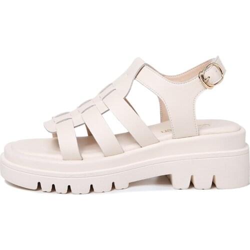 Open-Toe Thick-Heeled Sandals, Flat Buckle Solid Color WomenS Shoes, WomenS Platform Shoes