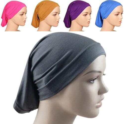Women Cotton Under Scarf Hijab Tube Bonnet Bone Chemo Hat Head Cover Inner Caps Muslim Inner Hijabs Cap Underscarf Turban Mujer