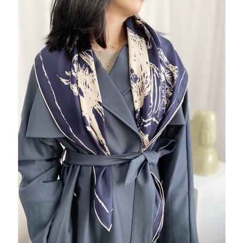 Steed Prints 100% Silk Scarf Shawl Women Large Square Hijab Head Scarves 35"