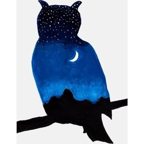 Stylish Starry Sky Owl Silhouette PVC Motorcycle Car Sticker Custom Printing Fashion Waterproof Decal Vinyl Material Kk15*12cm