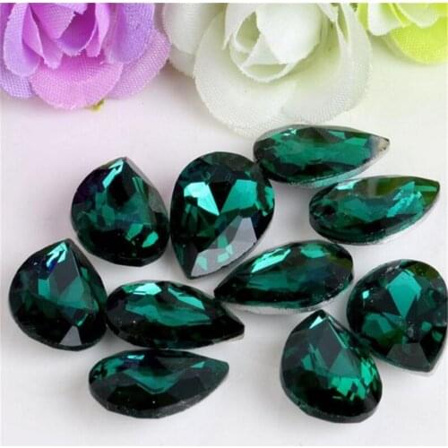 Loose Drop Pointback Crystal Rhinestones DIY Emerald Green Color Shape Crystal Rhinestone For Wedding Garment Crafts Decoration