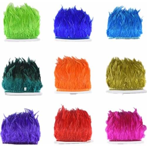 Beautiful 1yard Multi Color10-15cm Pheasant Feather Trims needlework Clothing Wedding Decoration DIY Chicken Feathers for crafts