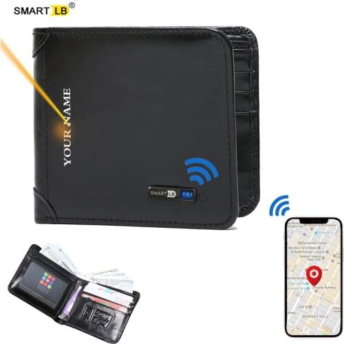 Smart Wallet Bluetooth Tracker Genuine Leather Men Wallets Finder Short Thin Card Holder Free engraving Cool Gift