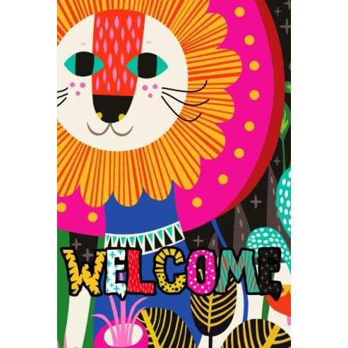 Yehoy own design cute animal abstract painting welcome holiday decorate Double-Sided house Garden Flag