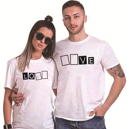 King Queen Couples T Shirt Plaid Love Print Couple Tshirt Summer Fashion Woman T-shirt Casual O-Neck Tops Lovers Tee Shirt