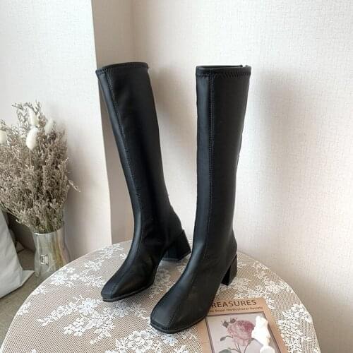 2019 Winter Warm New Womens Boots Plus Velvet Waterproof PU Knight Motorcycle Boots Knee-high Up Women Boots U11-78