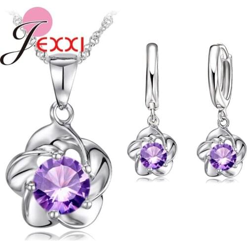 Hot Fashion Necklaces Choker+ Earring Jewelry Set Beautiful Flower Pendants For Fantastic Woman Propose Bijoux Two Color