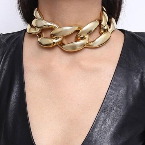 Punk Exaggerated Chunky Thick Chain Choker Necklace Women Heavy Metal Geometric Chocker Colar Jewelry Vintage Necklace XR2751