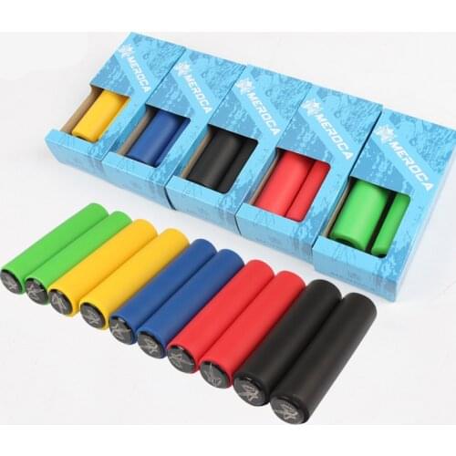 1 pair of bicycle rubber handlebars grips shockproof sweat-absorbent mountain bike folding bike grips+ plug 40g 5 colors