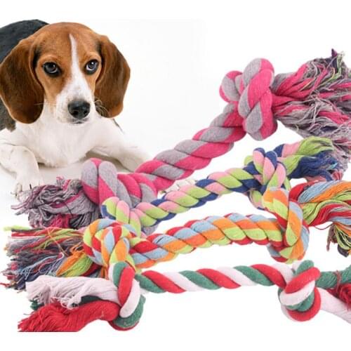1PC 17cm Pet Dog Puppy Cotton Chew Knot Toy Durable Braided Bone Rope Molar Toy Pets Teeth Cleaning Supplies Random Color
