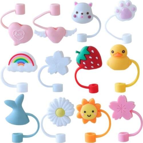 1pc Silicone Straw Plug Reusable Airtight Drinking Dust Cap Cartoon Plugs Tips Cover Suit For 6-8mm Straws Cup Accessories