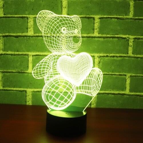 3D LED Night Lights Love Bear with 7 Colors Light for Home Decoration Lamp Amazing Visualization Optical Illusion Awesome