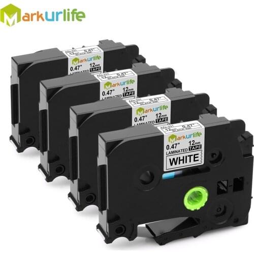 4 PCS/Lot 12mm*8m Tze 231 Tze231 Black on White Laminated Compatible P touch 12mm tze-231 Label Tape Cartridge tz231 tze-231