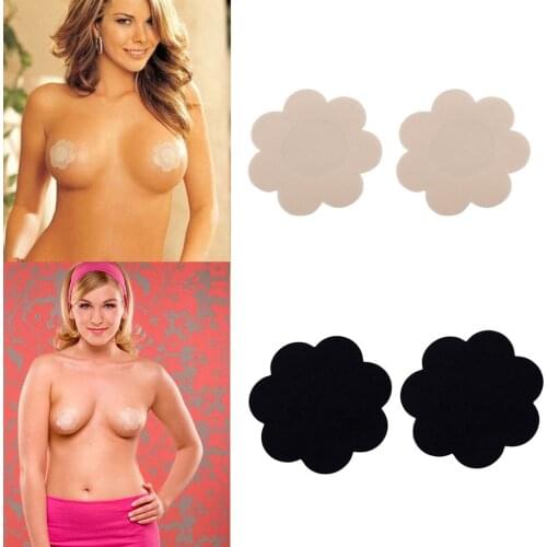 40pcs Womens Nipple Covers Satin Adhesive Breast Petal Nipple Cover Sticker Bra Pad BLK