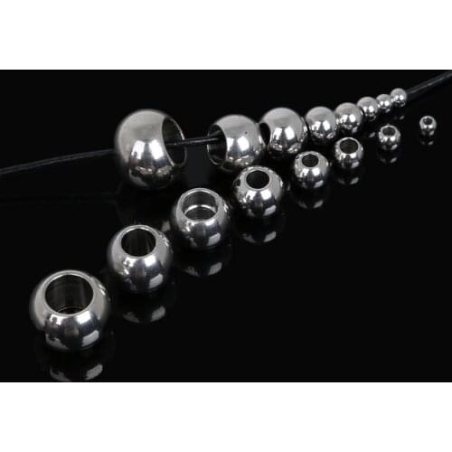 5-50pcs/lot Rhodium Tone Pick Size Stainless Steel Spacer Beads fit Bracelet & Necklace DIY Fashion Jewelry Making