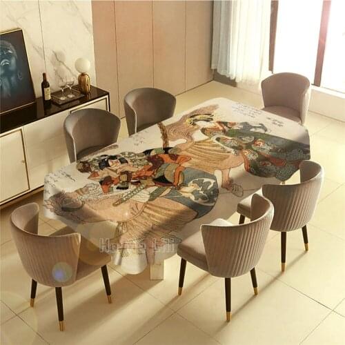 Antique Ukiyo-e View Of Famous Japanese Samurai Armor Features Tablecloth Art For Indoor And Outdoor Decor