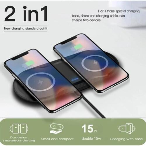 2in1 Qi Wireless Charger For Apple Watch 6 5 4 3 Double Wireless Charger Dual Fast Charging Dock Station For IPhone