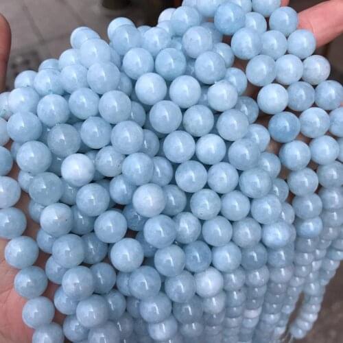 Natural Aquamarines Stone Beads for Jewelry Making DIY Bracelet Necklace Pick Size 6 8 10 12mm 15" Loose Strand Spacer Beads