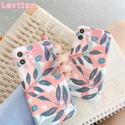 For iPhone 12 Vintage Leaves Phone Case Mini For iphone 11 Pro XR XS Max 7 8 Plus X SE 2020 Soft Liquid Silicone Full Body Cover