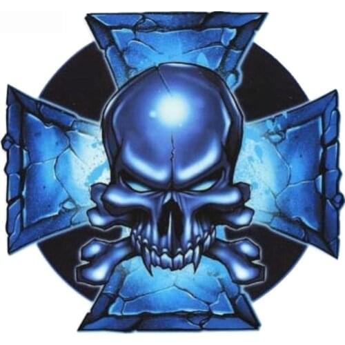 DasDecal Cross Skull Rider Colored Car Sticker Waterproof Decal Laptop Suitcase Truck Motorcycle Auto Accessories PVC,12cm*12cm
