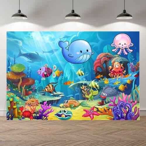 Seekpro Underwater Sea Star Fish Photo Baby Mermaid Birthday Party Photography Background Photographic Backdrop For Studio Shoot