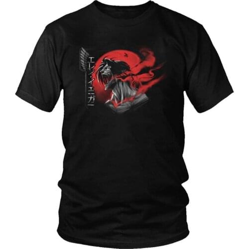 Attack On Titan Eren Jaeger T Shirts Men Short-Sleeve Shingeki No Kyojin T-shirts Printed Tee Tops Cotton Oversized Anime Tshirt