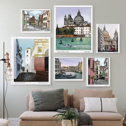 Italy Venice Atrani Beach Building Landscape Poster Vintage Print Canvas Wall Art Painting Photography Nordic Decoration Picture