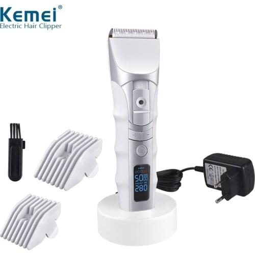 Kemei Barber Hair Trimmer Rechargeable Hair Clipper White Electric Shaver Beard Hair Cutting Machine