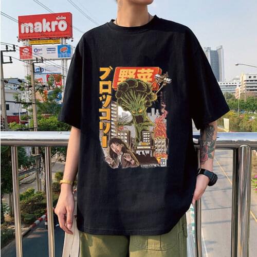 2021 Hot Sale Fashion Tee Tops Broccozilla Printed High Quality Couple T-shirts Classic Summer Comfortabled Unisex Retro T-shirt