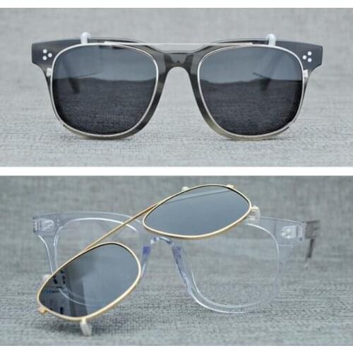 LKK UNISEX Hand-made retro polarized sunglasses street style small-face sunglasses with double lenses Two Lens glasses UV400