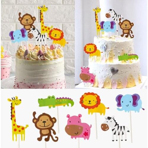 Best Selling Cartoon Multi Style Desserts Cake Insert 7 Forest Animal Modeling Childrens Birthday Party Activity Decoration