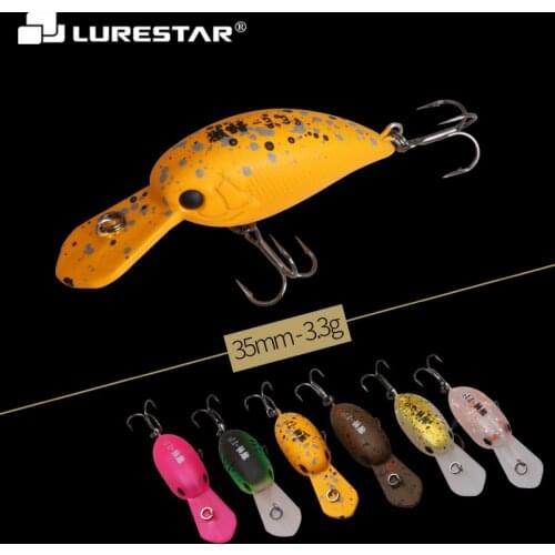 Lurestar 1pc 3.3g Mini Crank Bait 3.5cm Slow Floating Action Tiny Fishing Lure VMC Hooks UL Fishing Tackle Trout Fishing Lure