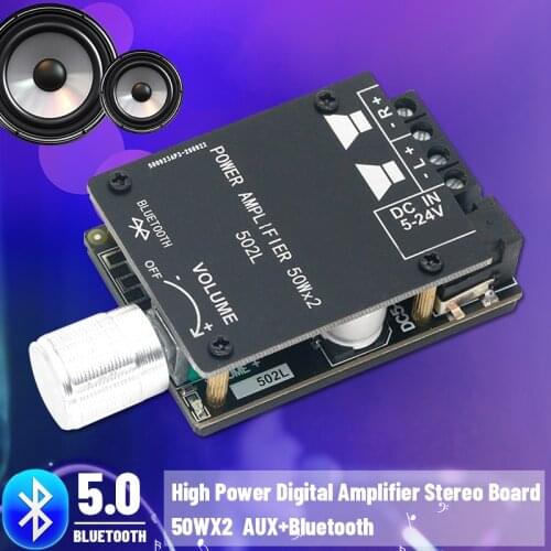 ZK-502L Bluetooth 5.0 Wireless Audio Digital Power amplifier Stereo board 50Wx2 Bluetooth Amp Amplificador power amp