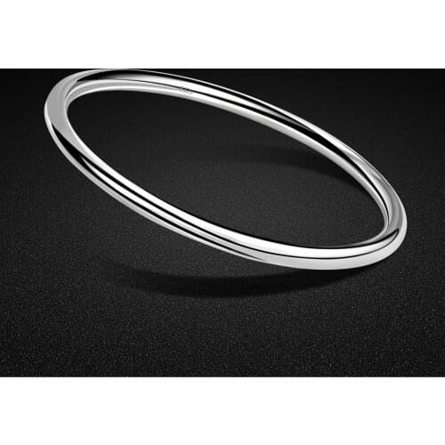 Minimalist Womens 4MM Glossy Bracelet Original 925 Sterling Silver Bracelet 1LOOP/2LOOP/3LOOP Bangle Fine Jewelry Birthday Gift