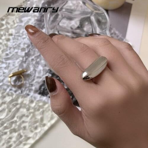 Mewanry INS Fashion 925 Sterling Silver Rings for Women Popular Elegant Charm Creative Glossy Geometric Party Jewelry Wholesale