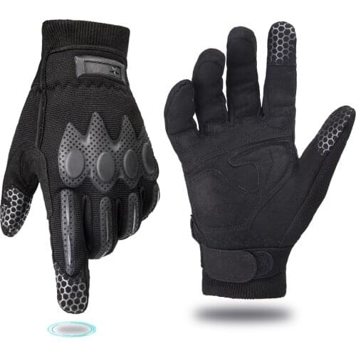 SEIPAIKE Touchscreen Motorcycle Gloves Artificial Leather Knuckle Full Finger Protective Gear Racing Biker Riding Moto Motocross